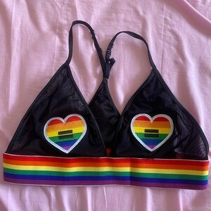 Pride rainbow mesh equality heart multicolored black top